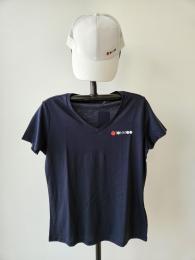 CAMISETA Azul Mangas Cortas, Marino, Cuello Pico, Logo en Pecho