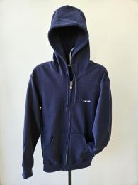 SUDADERA Azul con Capucha y Cremallera, Marino, cordón, Logo en Pecho Cintura elástica