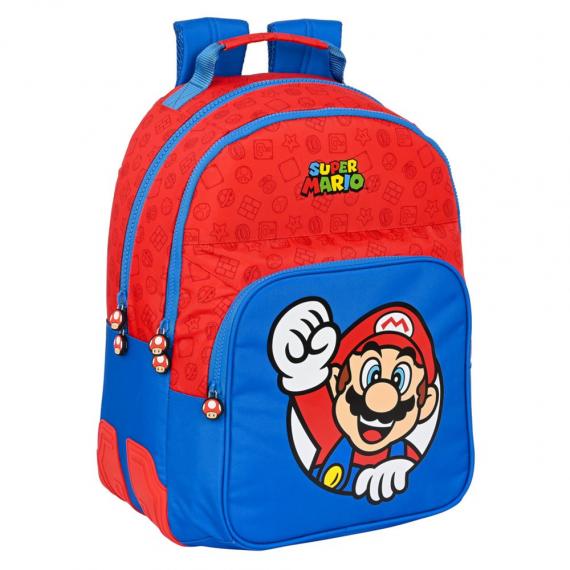 Foto Mochila Doble Adapt.Carro Super Mario 32X42X15Cm