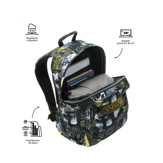 Foto Mochila Totto Acuareles escolar adaptable a carro color multicolor Baski