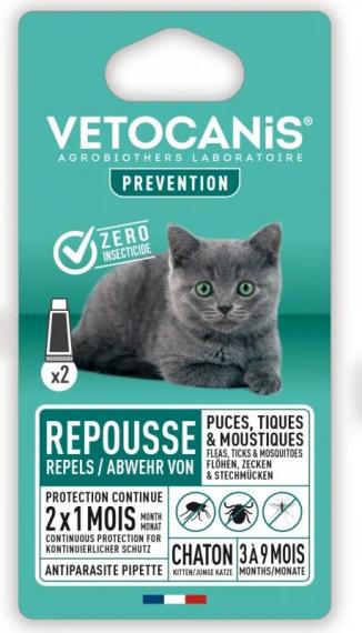 Foto Pipetas repelentes antipulgas y antigarrapatas para gatito VETOCANIS