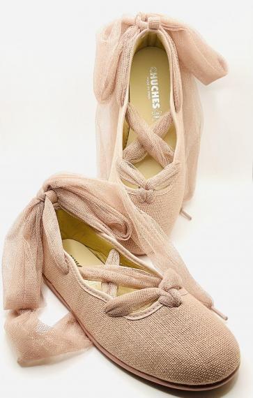 Foto Manoletina, cintas cruzadas tul rosa palo chuches