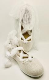 Manoletinas cintas tul cruzadas blanca chuches