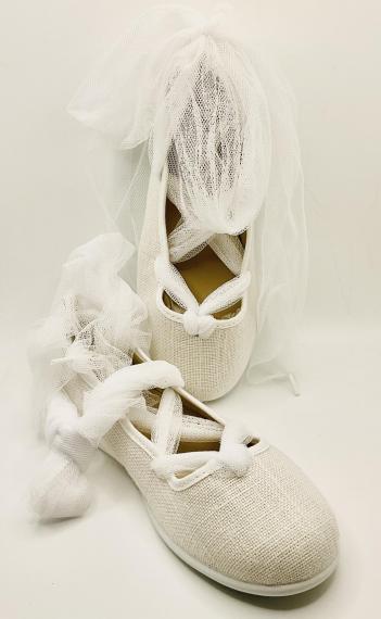 Foto Manoletinas cintas tul cruzadas blanca chuches