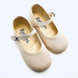 Merceditas, lona de algodón beis Batilas