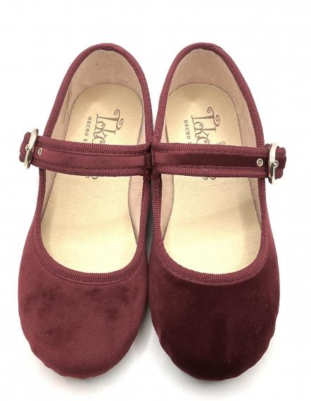 Foto Mercedes hebilla redonda terciopelo guinda de Tokolate