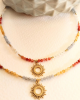 Foto Collares cortos de piedras naturales con sol en acero inoxidable