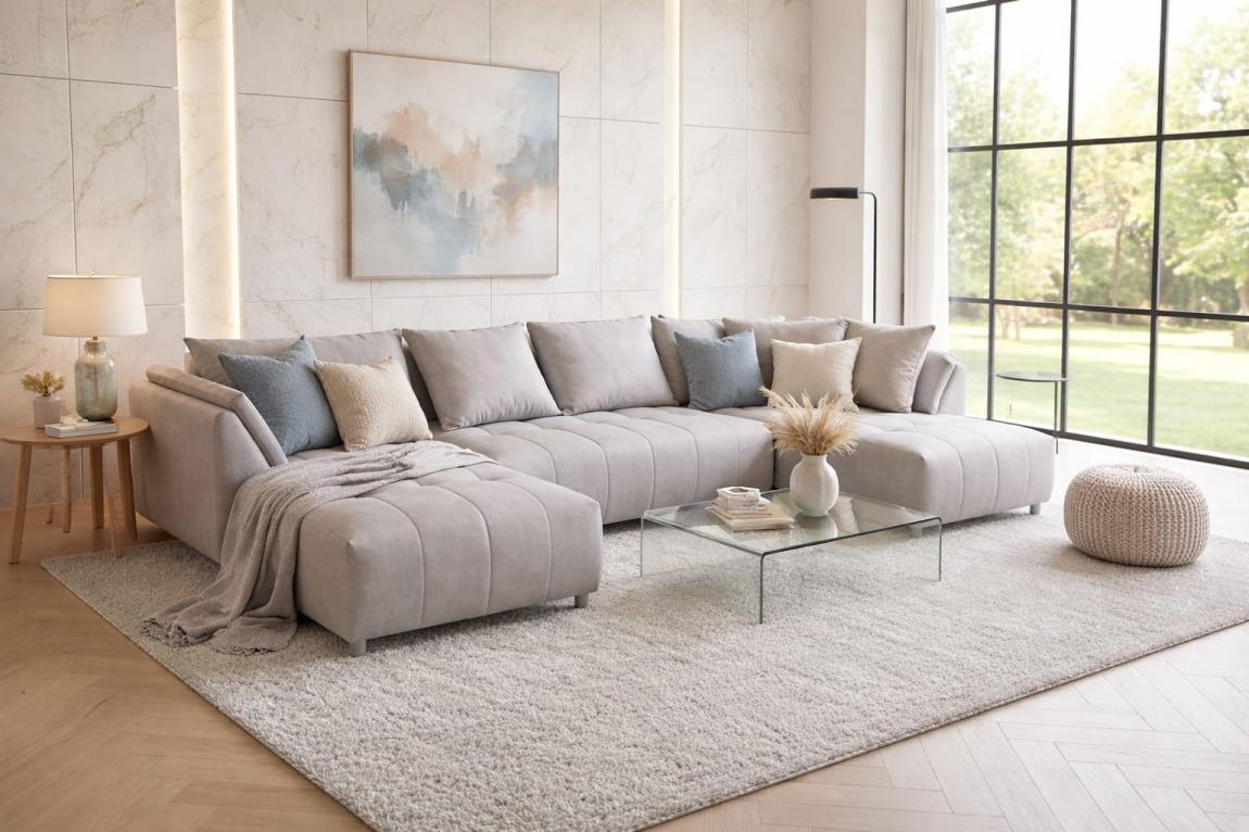 Sofas in Torrevieja with fast delivery in 24 to 48 hours Premium Panoramic Sofa Bed Tokyo U Maximum Comfort and Modern Design