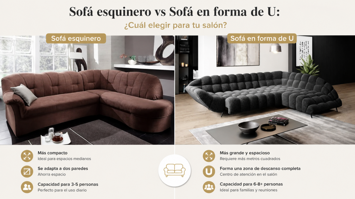 Sofá angular o sofá en U - ¿cuál es realmente la diferencia?