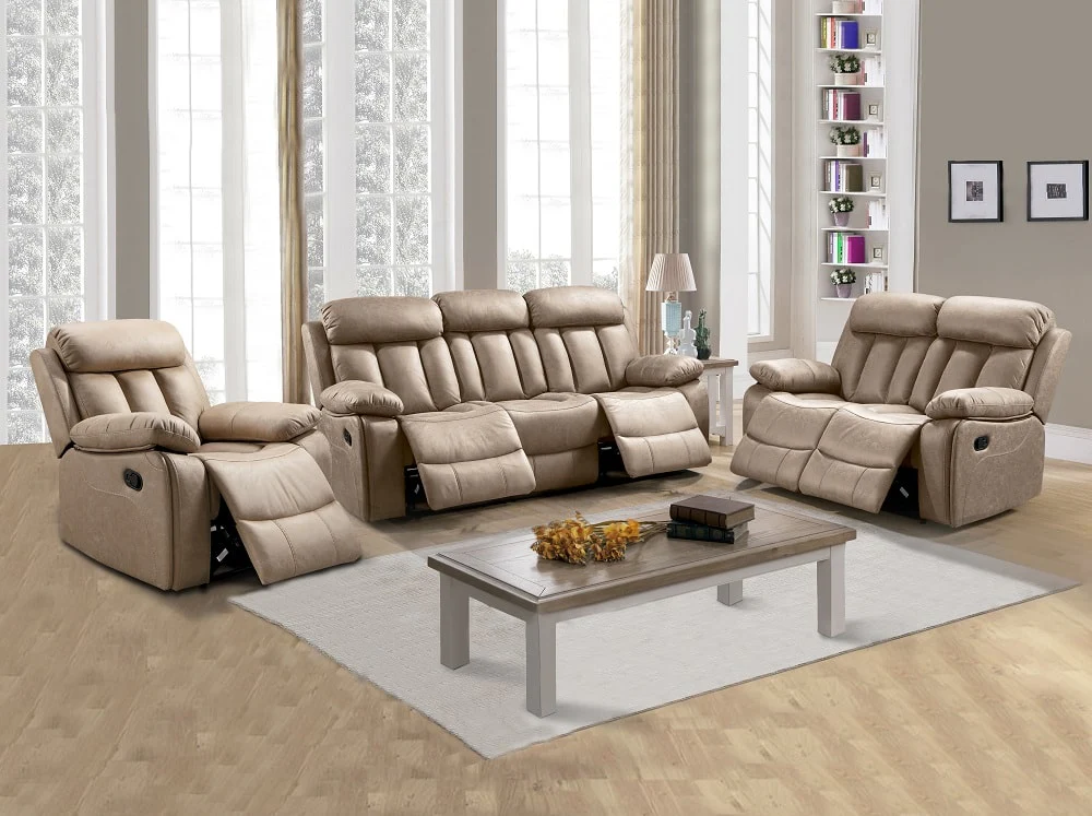 Conjunto 3+2+1: dos sofás y un sillón relax – Madrid, Beige