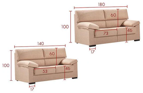 Conjunto de sofás 3+2 en tela sintética – BRUSELAS, Gris claro