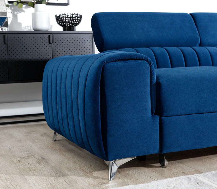 Sofá rinconera con cama extraíble 278x205+arcon - Laurence AZUL