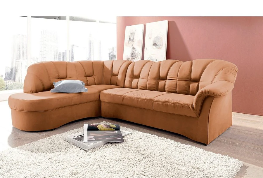 Sofa - Papenburg Artículo no. 9327102021, Naranja, Polipiel, (ancho x alto x fondo): 241 cm x 82 cm x 178 cm