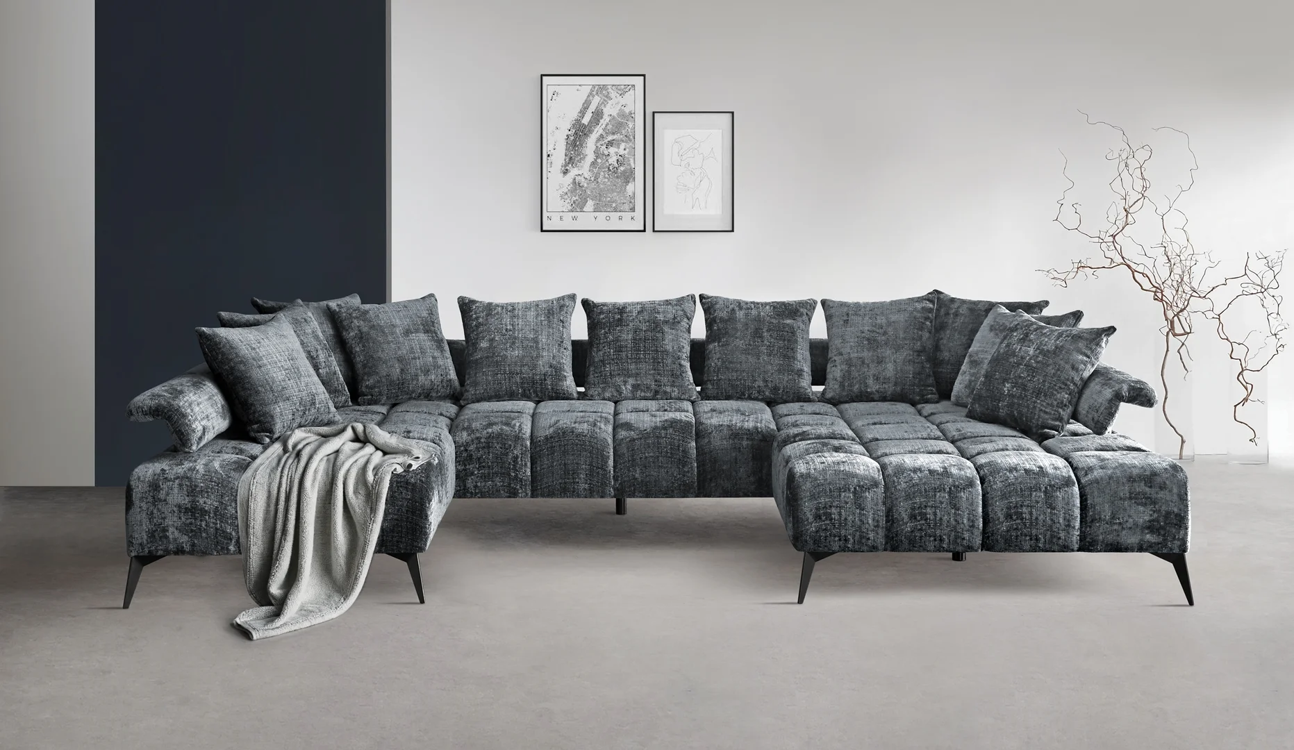 Sofá 365 x 200 x 200 cm gris oscuro - Vanessa New U
