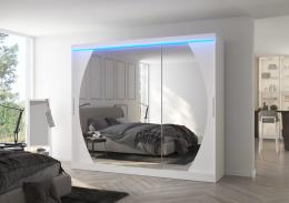 Armario corredero con espejo e iluminación LED Blanco - CAMBE 250