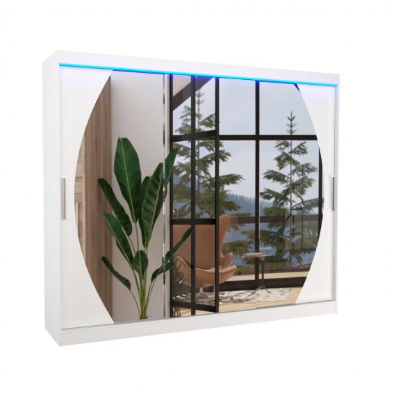 Foto Armario corredero con espejo e iluminación LED Blanco - CAMBE 250