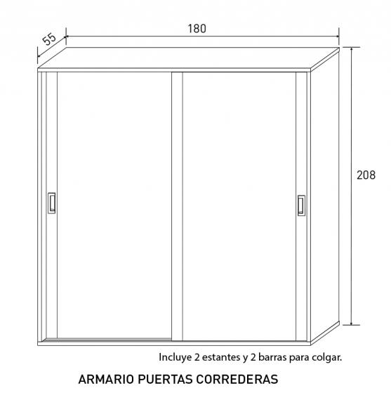 Foto Armario moderno, 2 puertas correderas – Lara, Andersen P/Gris, 180 cm