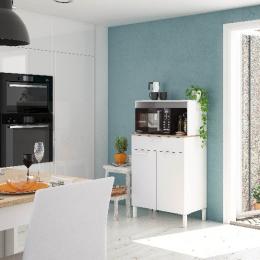 Auxiliar de cocina 2 puertas con cajón – Fast, blanco artik - roble canadian