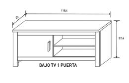 BAJO TV 1 PUERTA MOD.RONCAL TRUFA-CAÑON, 118 cm