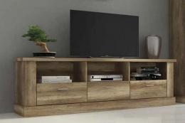 Bajo TV grande con 3 cajones, efecto madera, 180 cm – Chellen, cañon