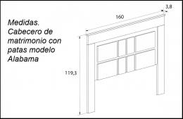 Cabecero de matrimonio, «efecto madera», tallado cuadros, con patas, 160 cm – Chellen, CAMBRIA-BLANCO