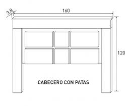 Cabecero de matrimonio moderno con patas, 160 cm – Lara, andersen pino - gris