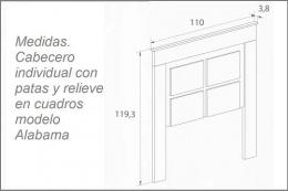 Cabecero individual «efecto madera» con relieve en cuadros, patas, 110 cm – Chellen, CAÑON