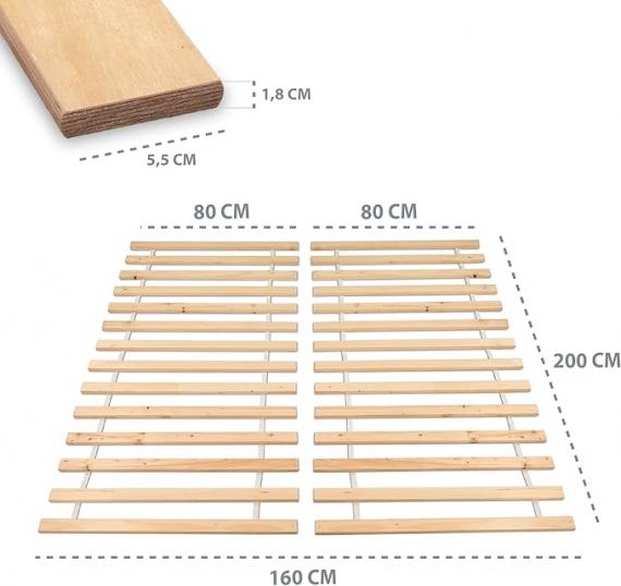 Foto Cama 160 × 200 - LUX, Roble