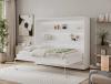 Foto Cama abatible 140 x 200 cm - Apertura horizontal manual - Con LEDs - blanco + Colchón - DEVESTO