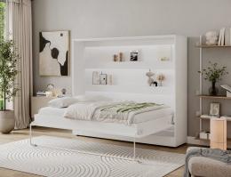 Cama abatible 140 x 200 cm - Apertura horizontal manual Con LEDs blanco + Colchón DEVESTO