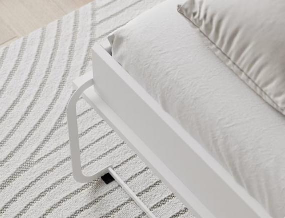 Foto Cama abatible 140 x 200 cm - Apertura horizontal manual - Con LEDs - blanco + Colchón - DEVESTO