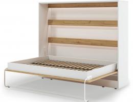 Cama abatible 140 x 200 cm - Apertura horizontal manual Con LEDs blanco y natural + Colchón DEVESTO