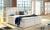 Cama Boxspring tapizada, con colchón, cabecero y topper – Inez, Blanco/Polipiel