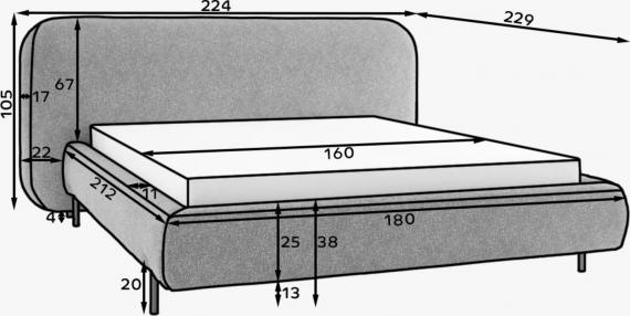 Foto CAMA CANAPÉ 160X200 CON SOMIER I PATAS ALTAS POINTT BEIGE OFERTA