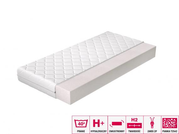 Foto Cama estructura de madera (140x200) Negro/Tela+Colchon Funda hipoalergénica Blanco (140x200) -  Edvige