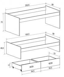 CAMA COMP+C.NIDO RU.CON CAJONERA MOD.CHAMPION CAMBRIA-BLANCO