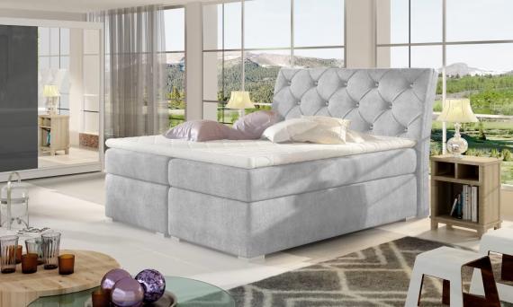 Photo BOXSPRING CONTINENTAL BED GREY BALVIN
