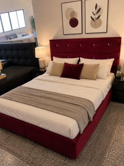 Photo BOXSPRING BED SET RED (INCLUDES MATTRESS) 180X200 CM