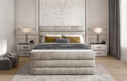 Cama Continental Con Contenedor - Cande, 160 x 200cm, omega 68/tela