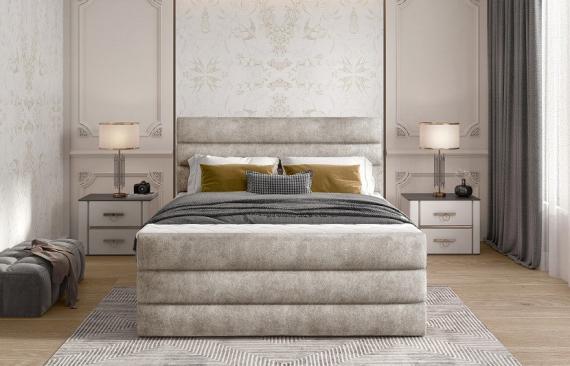 Foto Cama Continental Con Contenedor - Cande, 160 x 200cm, omega 68/tela