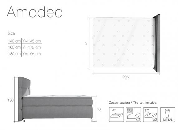 Foto Cama continental gris con LED AMADEO