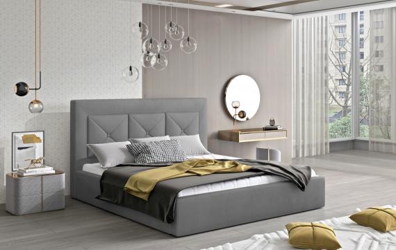 Foto Cama de matrimonio estilo moderno, estructura de metal, elevación de gas, almacenaje  140/160/180/200 x 200cm - Cloe, Gris