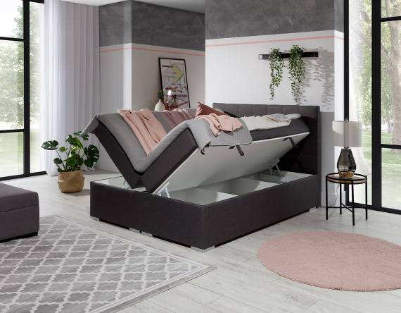 Foto Cama de matrimonio tapizada con almacenaje – Alice, 140/160/180 x 200cm, Gris
