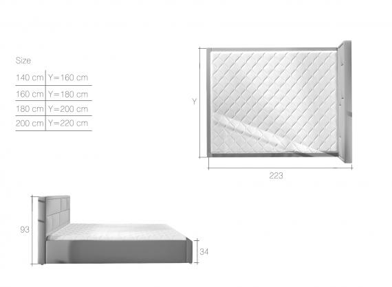 Foto Cama elegancia combinada con comodidad - Latina, 140/160/180/200 x 200cm, Gris claro
