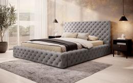 Cama con somier metálico, sistema elevador de gas y arcón almacenamiento PRINCCE gris/polipiel