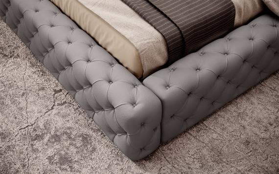 Foto Cama con somier metálico, sistema elevador de gas y arcón de almacenamiento PRINCCE gris/polipiel