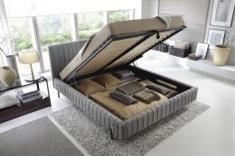 Cama + estructura de metal/elevador de gas/cajón de cama - PLISSA, Gris
