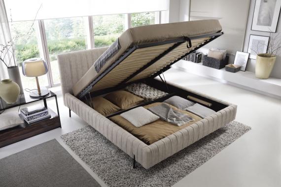 Foto Cama + estructura de metal/elevador de gas/cajón de cama - PLISSA, Beige