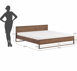 Cama madera maciza roble - Adria, 160x200