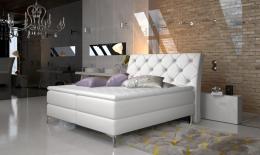 Cama matrimonial Boxspring - ADELE, 140 x 200cm, Blanco